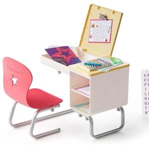 American Girl Truly Me 18-inch Doll Flip-Top Desk Playset with Attached Seat NEW